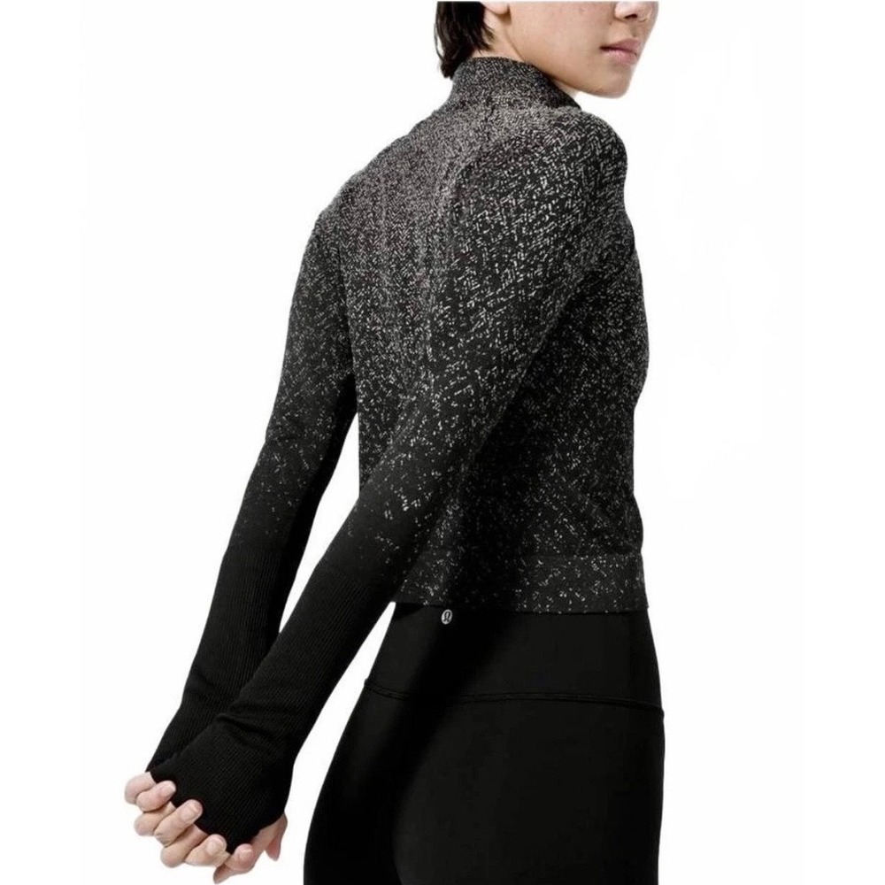 Lululemon Rest Less Half Zip Pullover Herringbone Black White Women Size 8‎ - Picture 12 of 13